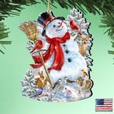 Old Worlds Snowman  Wooden Ornaments by Gelsinger - Christmas Santa Snowman Decor - 8161026-1624