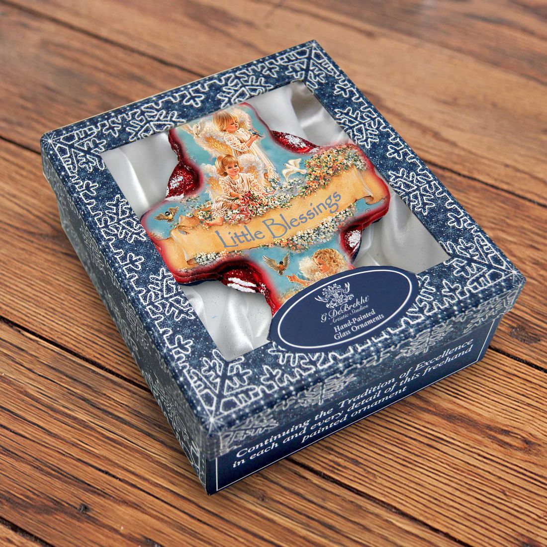 Adorno de cruz de cristal con icono de pequeñas bendiciones de D. Gelsinger - Decoración navideña - 758-023-DG