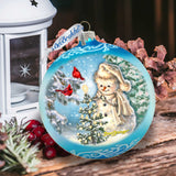Adorno de cristal grande con forma de muñeco de nieve brillante en azul de Gelsinger - Decoración navideña - 73926B-DG
