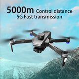 Nuevo dron W5, transmisión de imagen digital de larga distancia (5900 metros), motor sin escobillas superpotente, estabilizador electrónico antivibración de tres ejes EIS, posicionamiento preciso GPS en exteriores, cámara 4K HD, ángulo de visión de 360°.