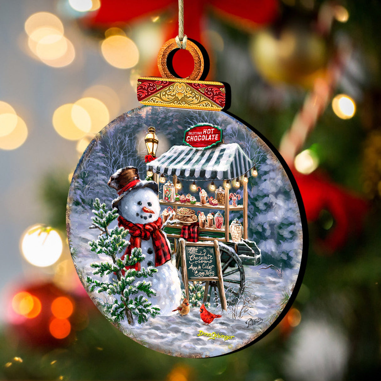 Hot Chocolate Stand - Frosty Fun Wooden Ornaments by D. Gelsinger Christmas Santa Snowman Decor - 8611087-DG