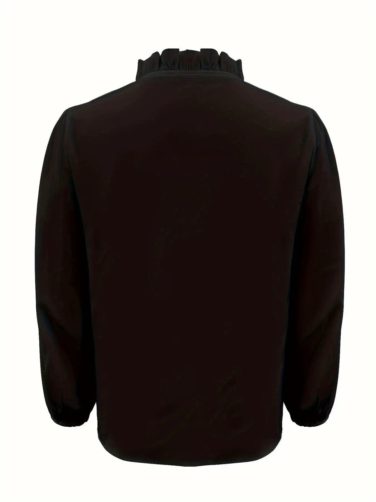 Pure Color Ruffle Hemline Shirt, Casual V-neck Long Sleeve Shirt. - Lootquake