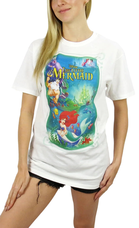Disney Womens Little Mermaid Relaxed Fit Tee (Medium White) - Lootquake