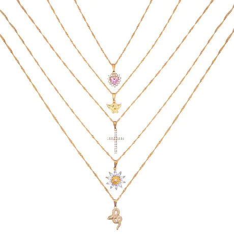 Multi-layer Pink Heart Crystal Pendant Necklaces - Lootquake