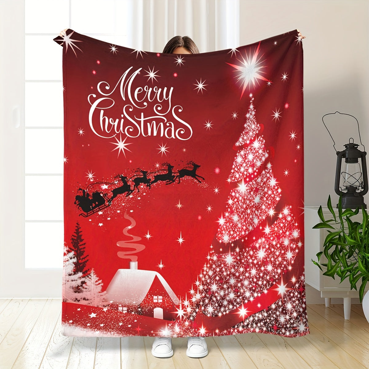 1 manta de franela polar con estampado navideño acogedora para niños y niñas: suave, afelpada, ligera y perfecta para dormitorio o sofá.