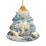 Arctic Glacier Polar Bear Tree Wooden Ornaments by G.Debrekht - Wildlife Holiday Decor - 870011