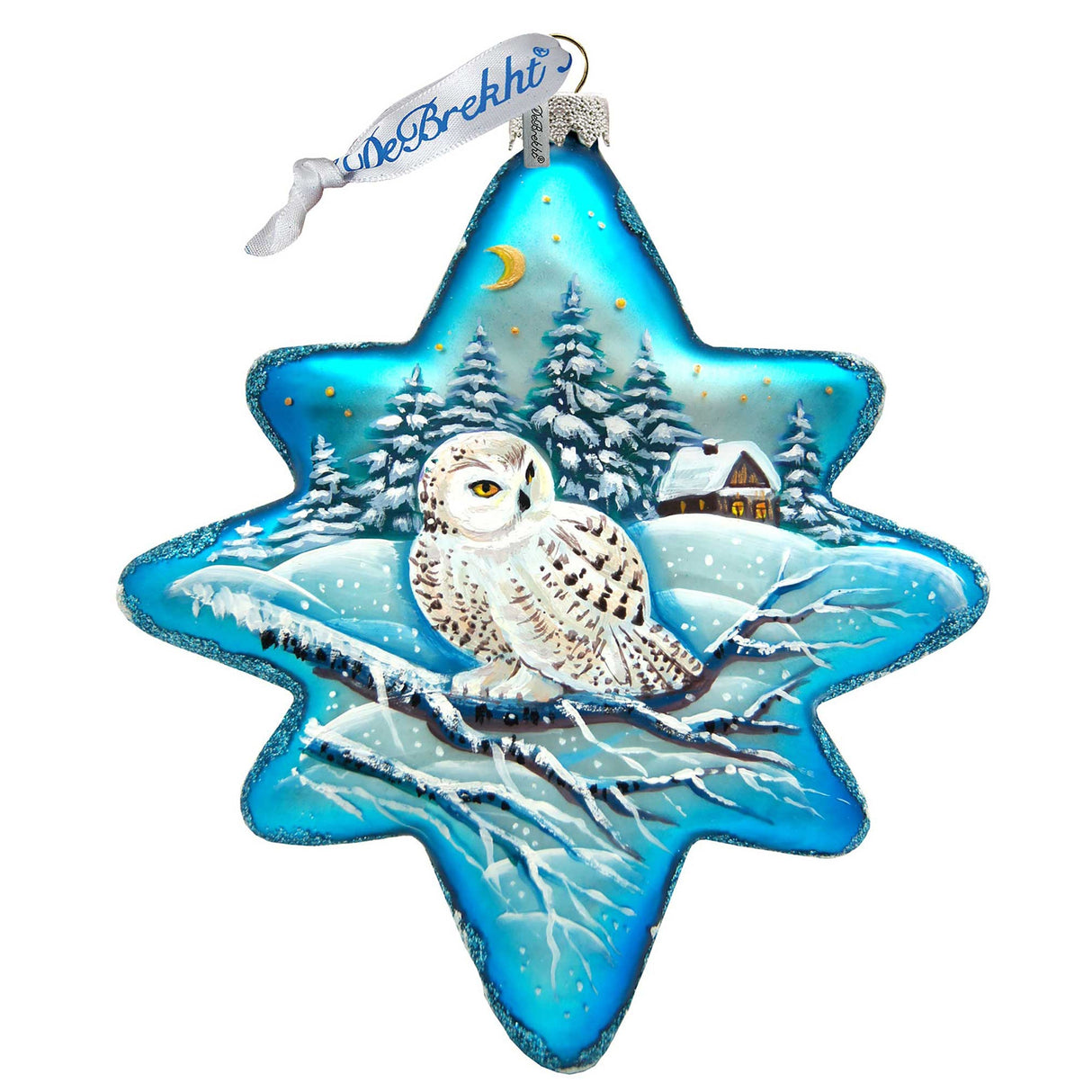 Adorno de cristal con forma de estrella polar de búho blanco de G. DeBrekht - Decoración navideña con vida silvestre - 755-091