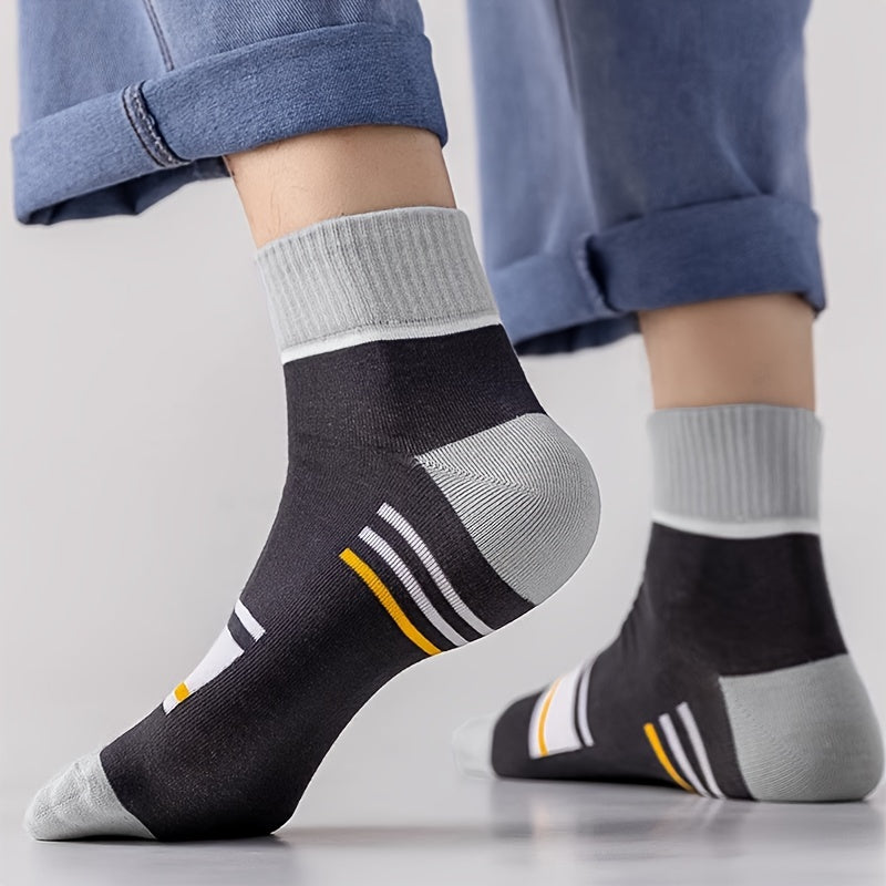 100 Pairs Of Men's Trendy Color Block Crew Socks, Breathable Comfy Casual Unisex Socks For Men's Outdoor Wearing All Seasons Wearing