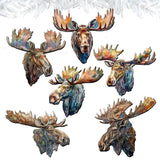 Majestic Moose Decorative Wooden Clip-on Ornaments Set of 6 by G. Debrekht - Wildlife Decor - 8090108C-S6