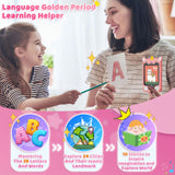 Téléphone intelligent interactif à écran tactile pour enfants de 3 ans et plus, jouet en silicone rose avec double caméra HD, rechargeable par USB avec batterie lithium-polymère de 1 100 mAh, carte SD de 8 Go incluse, cadeau de voyage éducatif pour et