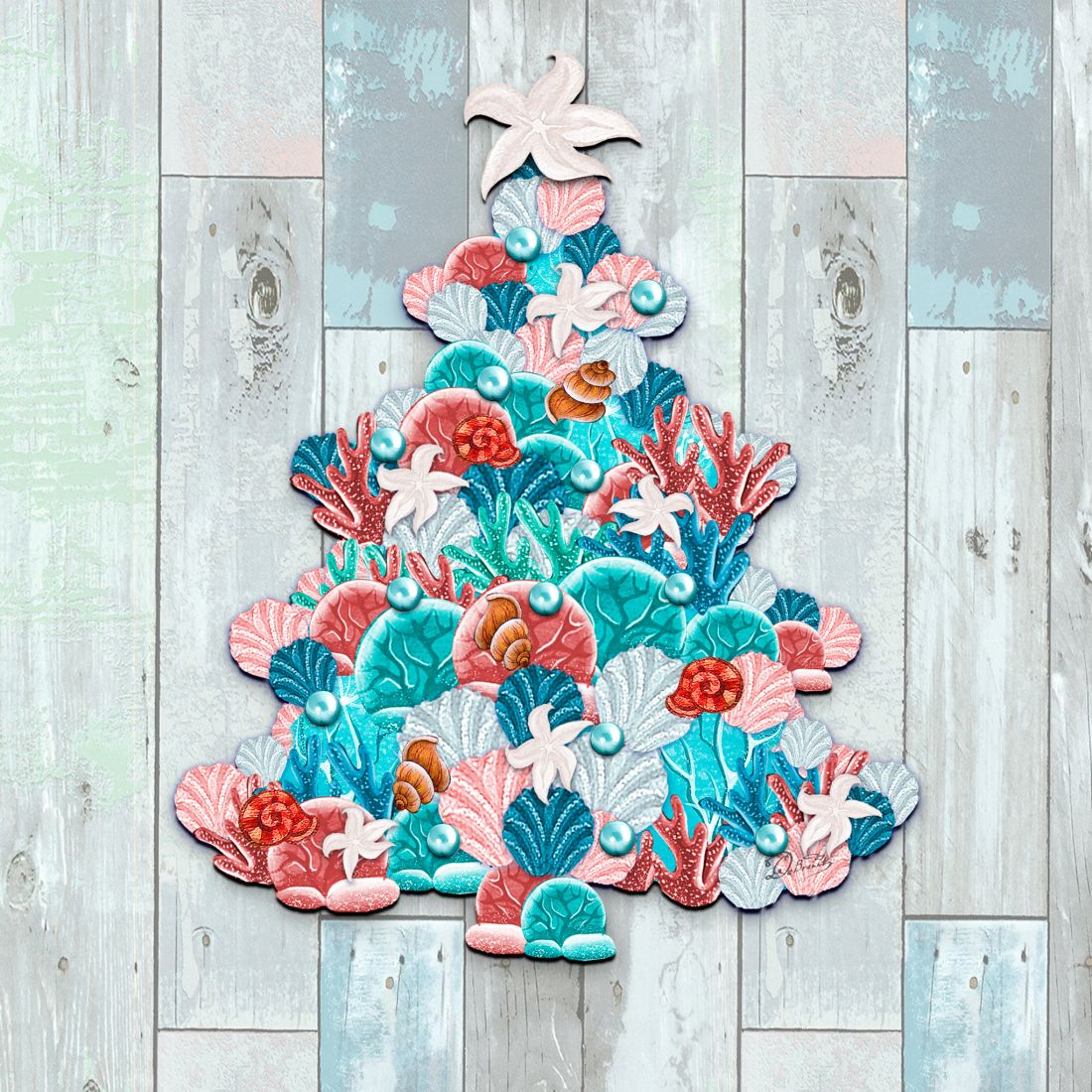 Coastal Tree Coastal Door Decor by G. DeBrekht - Coastal Holiday Decor - 8193149H