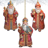 Juego de 3 adornos decorativos de madera de Papá Noel de G. Debrekht - Decoración navideña - 8091032-S3