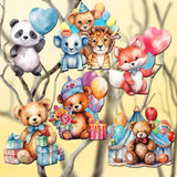 Happy Birthday Decorative Wooden Clip-on Ornaments Set of 6 by G. Debrekht - Christmas Decor - 8090035C-S6