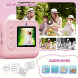 Appareil photo instantané pour enfants 2,4 pouces, carte 32 Go, 3 rouleaux de papier, chargement USB, cadeau d'anniversaire, Halloween, Noël, appareil photo numérique haute définition, adapté aux enfants