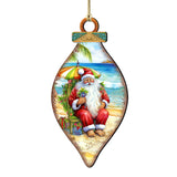 Santa on the Beach Decorations  Santa's Beach Break Wooden Ornaments by G.Debrekht Coastal Holiday Decor - 8688182