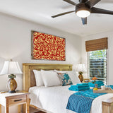 Arte mural rústico de madera con flores rojas y doradas de G. DeBrekht - Decoración floral ornamental - 95006B