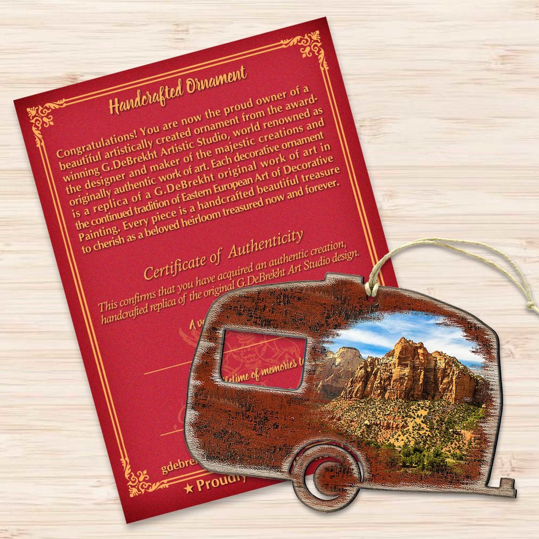 Camper Woodsy Wooden Ornaments by G. DeBrekht - Wildlife Holiday Decor - 8198431-2