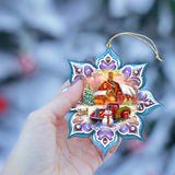 Christmas Red Barn Snowflake Wooden Ornaments by G. Debrekht - Christmas Decor - 8688429