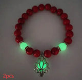 Energy Luminous Lotus Natural Stone Bracelet Yoga Healing Luminous Glow In The Dark Charm Beads Bracelet For Men Women Prayer Buddhism - Lootquake