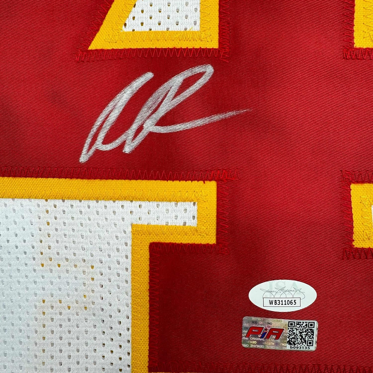Camiseta de fútbol americano blanca de Kansas City, enmarcada, autografiada y firmada por Rashee Rice, 35 x 39, JSA COA