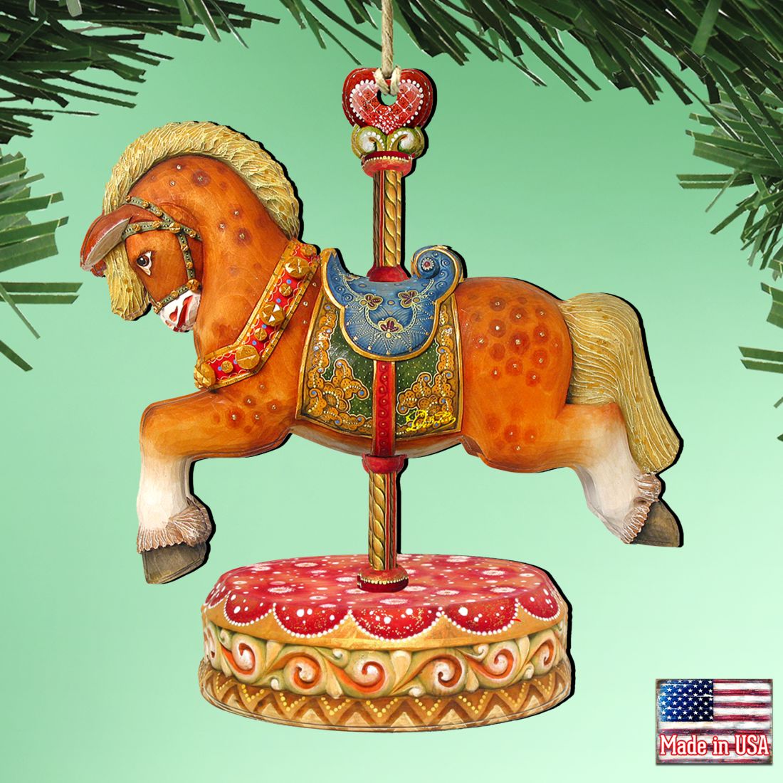 Carousel Horses Wooden Ornaments by G. DeBrekht - Carousel Holiday Decor - 8114041-1