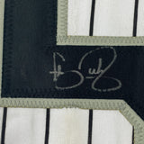 Framed Autographed/Signed Carson Fulmer 35x39 Chicago Pinstripe Baseball Jersey JSA COA