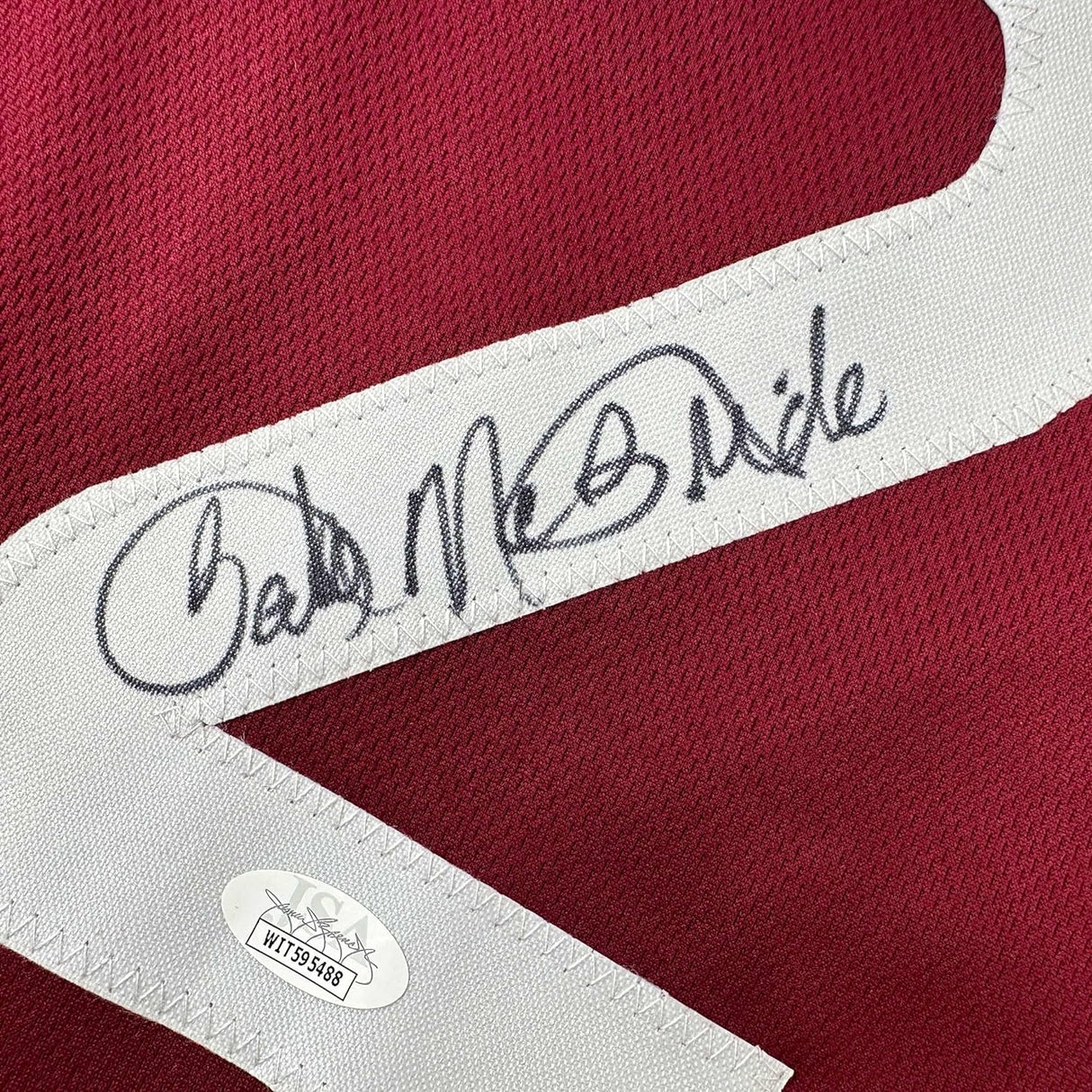 Camiseta de béisbol retro granate de Filadelfia, enmarcada, autografiada y firmada por Bake McBride, 35 x 39, JSA COA