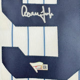Camiseta de béisbol Majestic Pinstripe auténtica de los Yankees de Nueva York, enmarcada, autografiada y firmada por Aaron Judge, 35 x 39, Fanatics COA