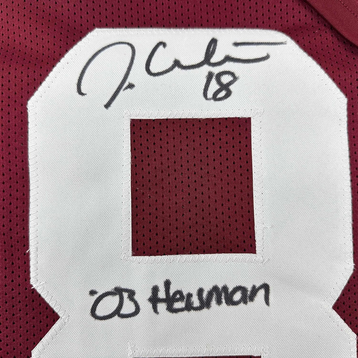 Camiseta de fútbol americano universitario enmarcada, autografiada y firmada por Jason White, 35 x 39, 03 Heisman, Oklahoma, color granate, JSA COA