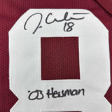 Camiseta de fútbol americano universitario enmarcada, autografiada y firmada por Jason White, 35 x 39, 03 Heisman, Oklahoma, color granate, JSA COA