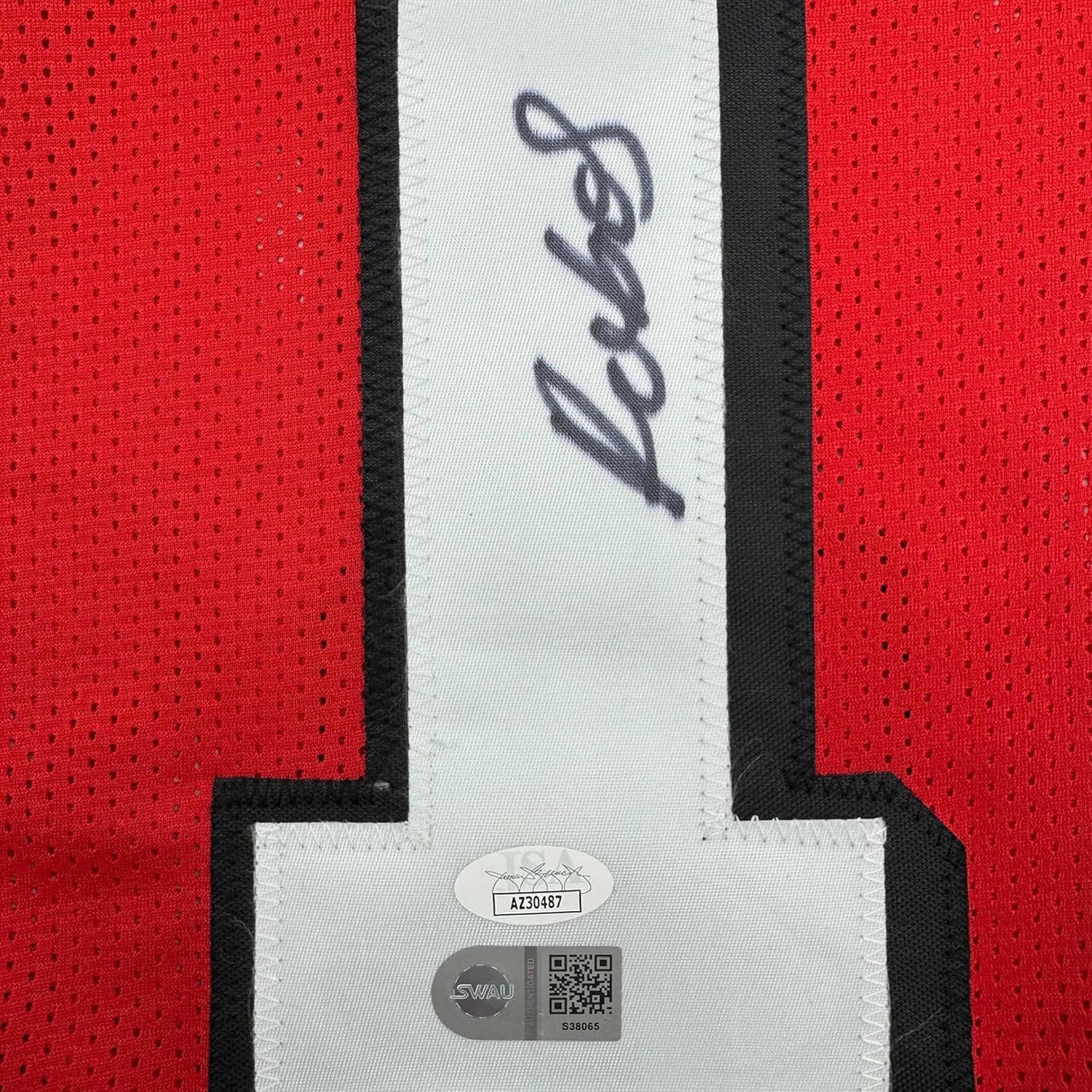 Camiseta de fútbol alternativa enmarcada, autografiada y firmada por Deebo Samuel, 35 x 39, color rojo de San Francisco, JSA COA