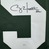 Framed Autographed/Signed Clay Matthews 35x39 Green Bay Green Football Jersey JSA COA