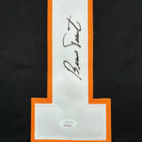 Framed Autographed/Signed Bernie Parent 35x39 Philadelphia Black Hockey Jersey JSA COA