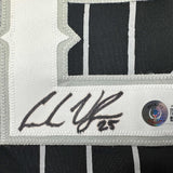 Framed Autographed/Signed Andrew Vaughn 35x39 Chicago Black Pinstripe City Edition Baseball Jersey Beckett BAS COA