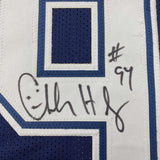 Framed Autographed/Signed Charles Haley 35x39 Dallas Blue Football Jersey JSA COA