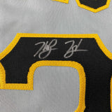 Framed Autographed/Signed Ke'Bryan Hayes 35x39 Pittsburgh Grey Baseball Jersey Beckett BAS COA