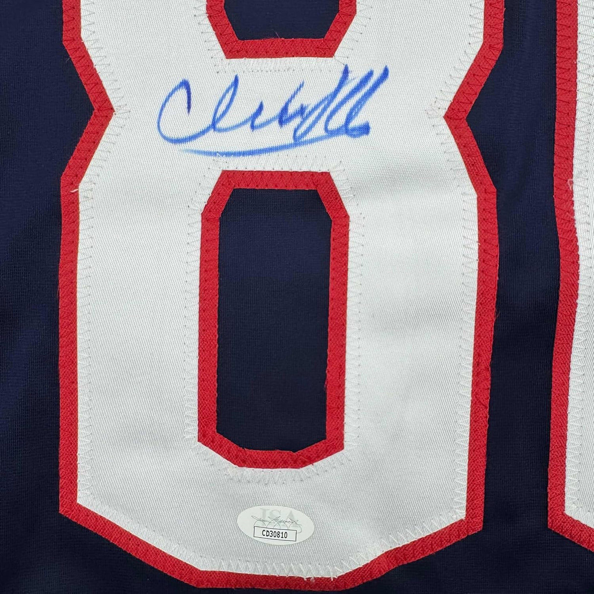 Camiseta de hockey azul Columbus de 35 x 39, enmarcada, autografiada y firmada por Kirill Marchenko (JSA COA)
