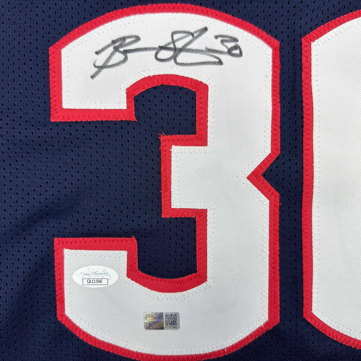 Camiseta de baloncesto universitaria enmarcada, autografiada y firmada por Breanna Stewart, 35 x 39, color azul de UConn Connecticut, JSA COA