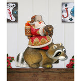 Decoración navideña para puerta con mapache y Papá Noel de G. DeBrekht - Decoración navideña con muñeco de nieve y Papá Noel - 8121636H