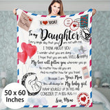 1pc Envelope Printed Flannel Blanket, To My Daughter From Mom Blanket For All Season, Warm Cozy Soft Throw Blanket Nap Blanket For Couch Bed Sofa Office Camping Travel Home Decor, Holiday Gift Blanket For Daughter