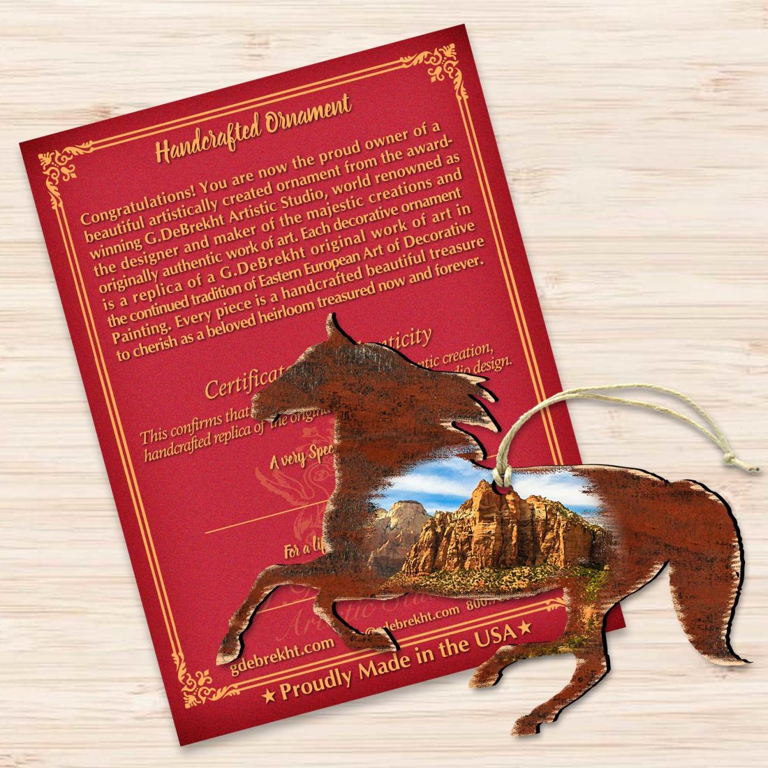 Adornos de madera con forma de caballo de Nature Wonders - Decoración navideña con temática de vida silvestre - 81981582