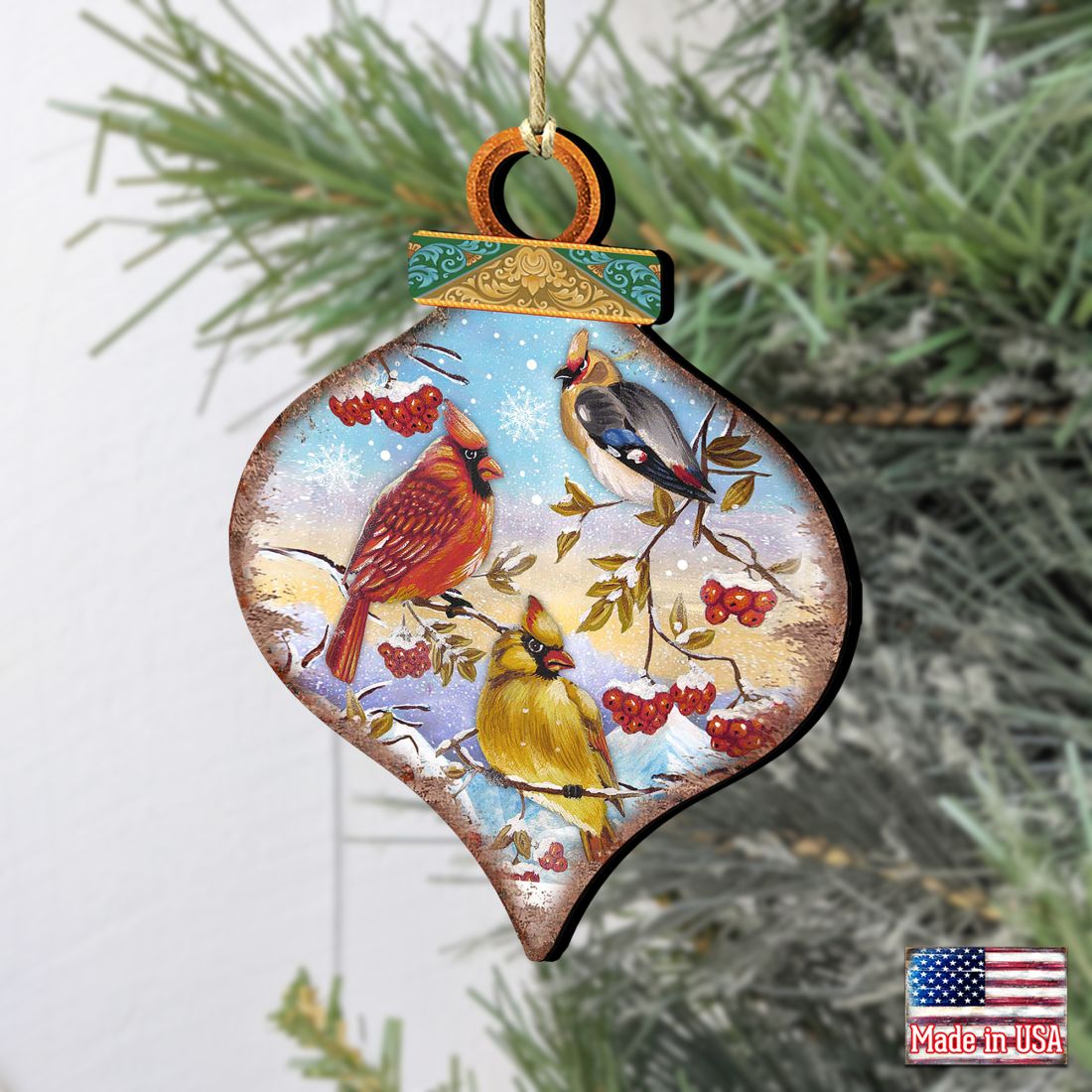 Birds Drop Wooden Ornaments by G. DeBrekht - Christmas Decor - 8035222