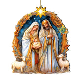 Nostalgic Nativity Scene Wooden Ornaments by G. DeBrekht Nativity Holiday Decor - 8611074