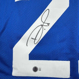 Camiseta de fútbol retro azul de Seattle de 35 x 39 de Devon Witherspoon, enmarcada, autografiada y firmada, Beckett BAS COA