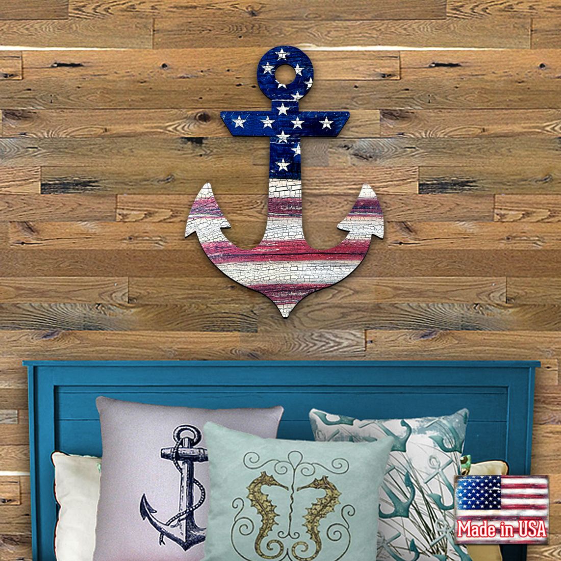 Decoración navideña para puerta con ancla americana - Decoración navideña americana - 8198913H