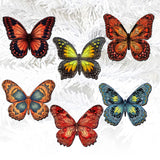 Summer Butterfly Decorative Wooden Clip-on Ornaments of 6 by G. Debrekht - Christmas Decor - 8090012-1C-S6