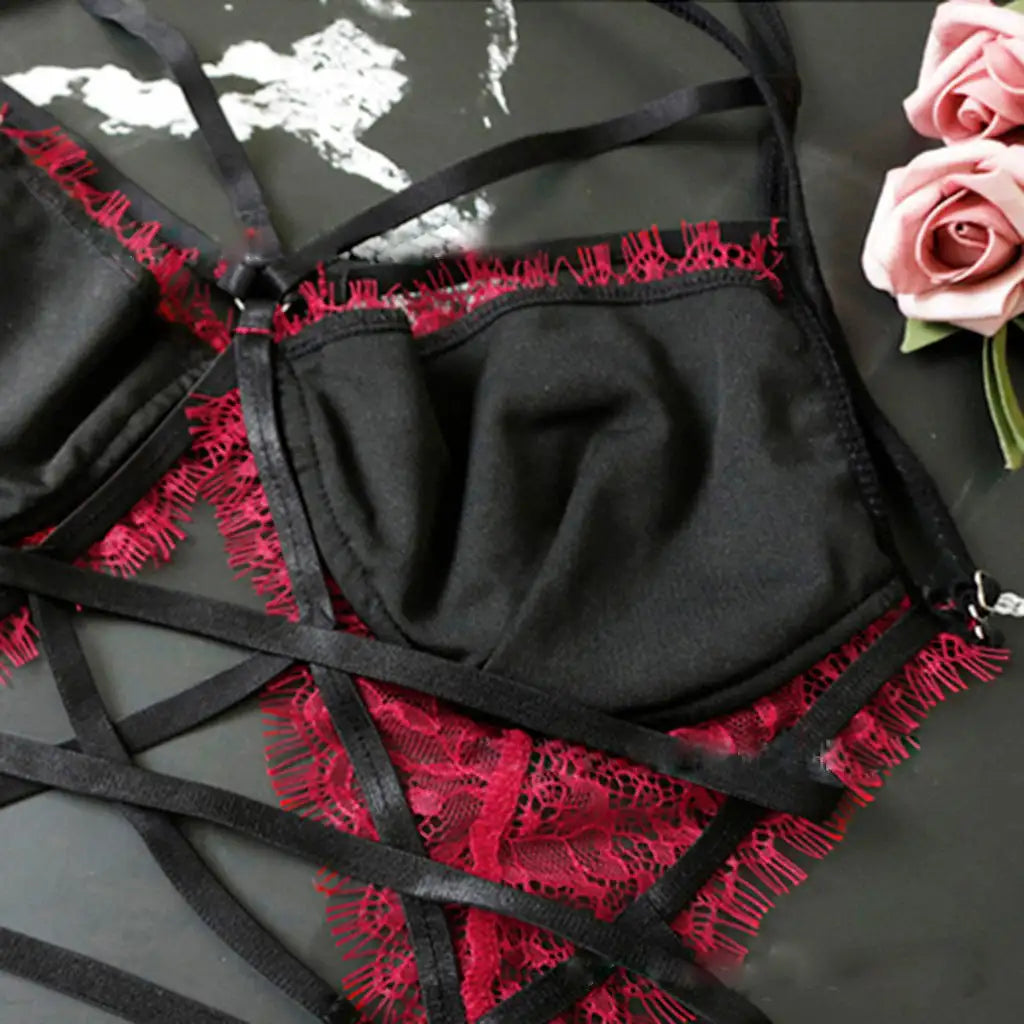 Women's Bundled Three Point Garter Lingerie Set - Lootquake