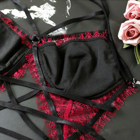 Women's Bundled Three Point Garter Lingerie Set - Lootquake