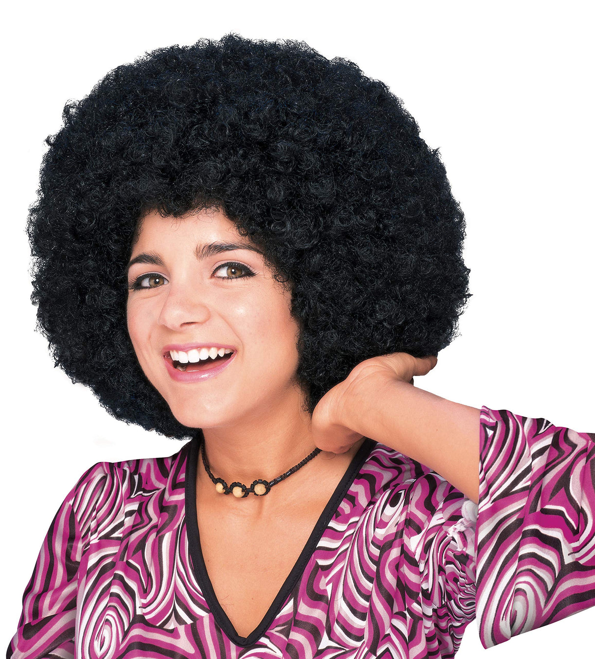 Black Mid Length Afro Costume Wig