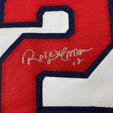 Camiseta de béisbol blanca de Cleveland, enmarcada, autografiada y firmada por Roberto Alomar, 35 x 39, JSA COA